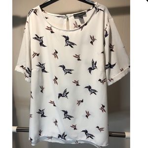 Blouse with Birds, Short Sleeve, Primark, 12